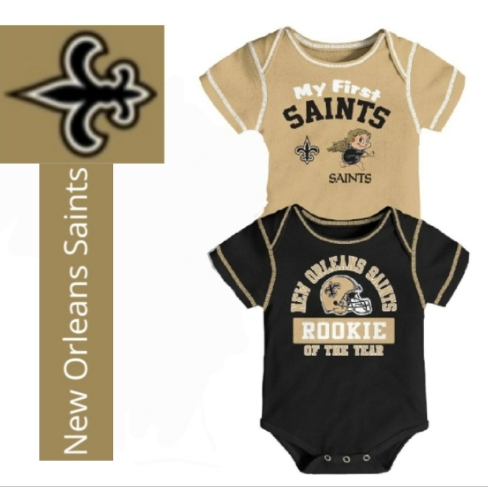 NFL New Orleans Saints Onesie Bodysuit Set 2-piece Bundle